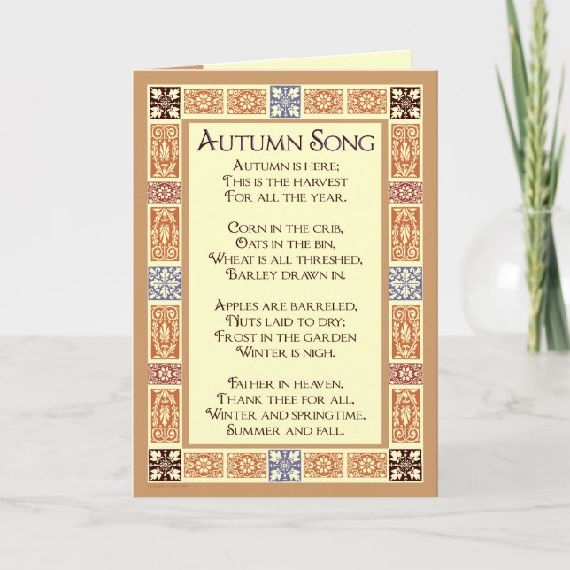 Hösten Sång Thanksgiving Dikt Greeting Card Helgkort (Framsida)