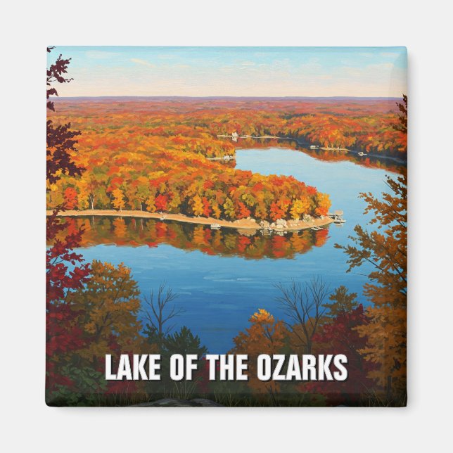 Hösten Sjö i Ozarks Missouri Travel Magnet (Framsidan)