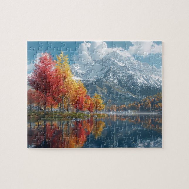 Hösten Sjö Puzzle Pussel (Horisontell)