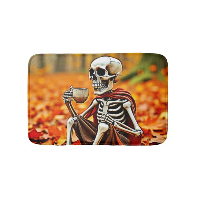 Hösten Skeleton-kaffeuppblåsningsdesign Badrumsmatta (Framsidan)
