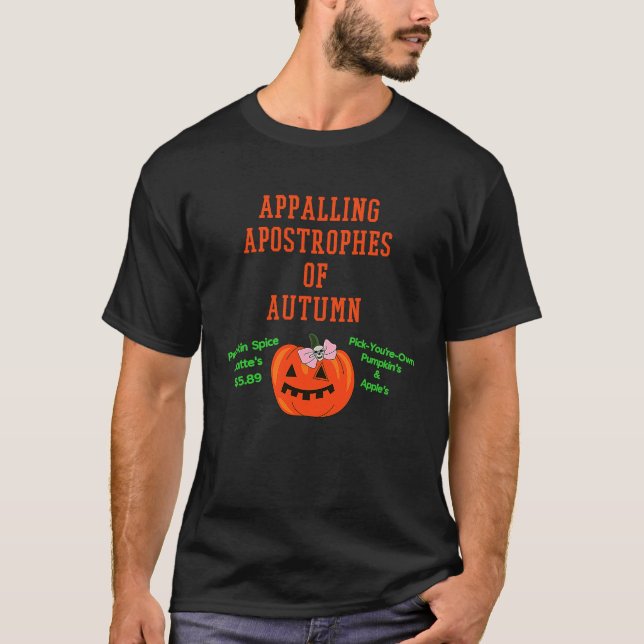 Hösten skrämmande apostrofer söt orange pumpa b t shirt (Framsida)