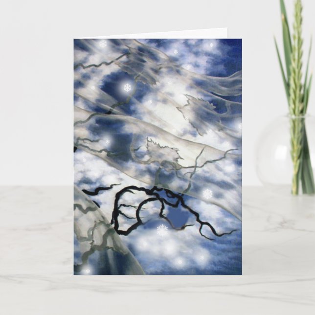 Hösten skyler med snöflingor helgkort (Framsida)