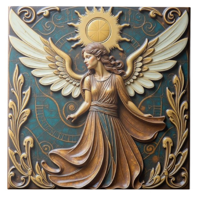 Hösten Sol-ängeln Kakelplatta (Framsidan)