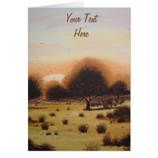 Hösten sol ställer in skogen Liggande stiliserad k OBS Kort (Framsidan)