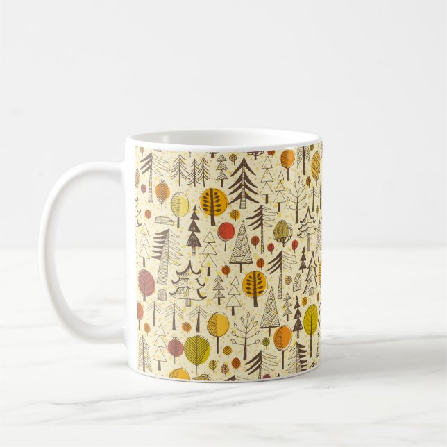 Hösten. Sömlös mönster med skog, höstrygg Kaffemugg (Vänster)