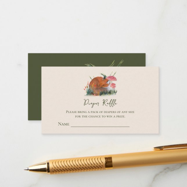 Hösten Sömnig Fox Diaper Raffle Biljett-hölje Tilläggskort (Fram/Back In Situ)