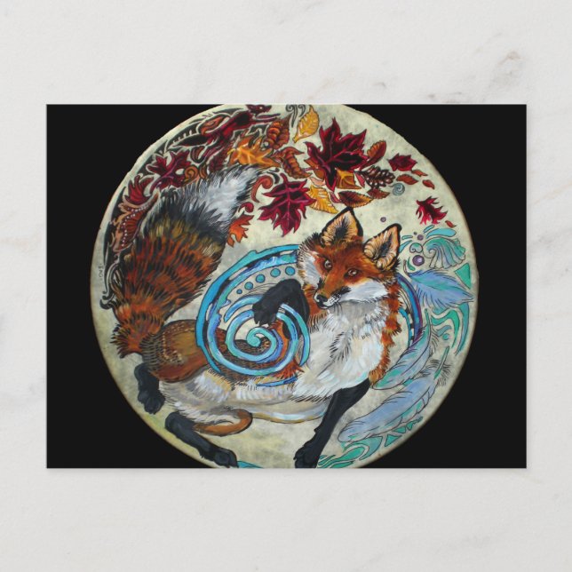 Hösten Spiral Fox Vykort (Framsida)