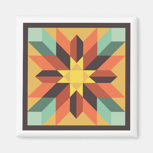 Hösten Star Barn Quilt Magnet (Framsidan)