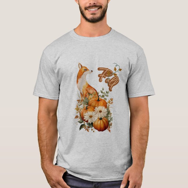 Hösten Stollig: Fox, Pumpkins och Fall Foliage T Shirt (Framsida)