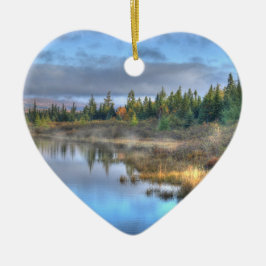 Hösten Sunrise i Moosehead Sjö Maine Julgransprydnad Keramik