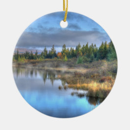 Hösten Sunrise i Moosehead Sjö Maine Julgransprydnad Keramik