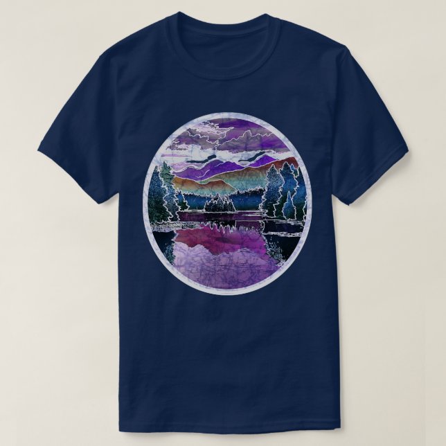 Hösten Sunset Adirondack Mountains Sjö fall lämna  T Shirt (Design framsida)