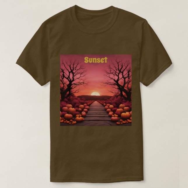 Hösten Sunset Pumpkins T-Shirt (Design framsida)