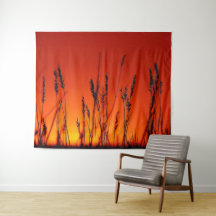 Hösten Sunset Silhouette Wall Tapestry