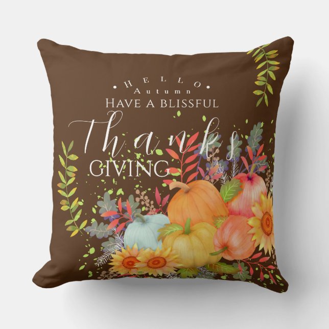 Hösten Thanksgiving Brown Kudde (Framsida)