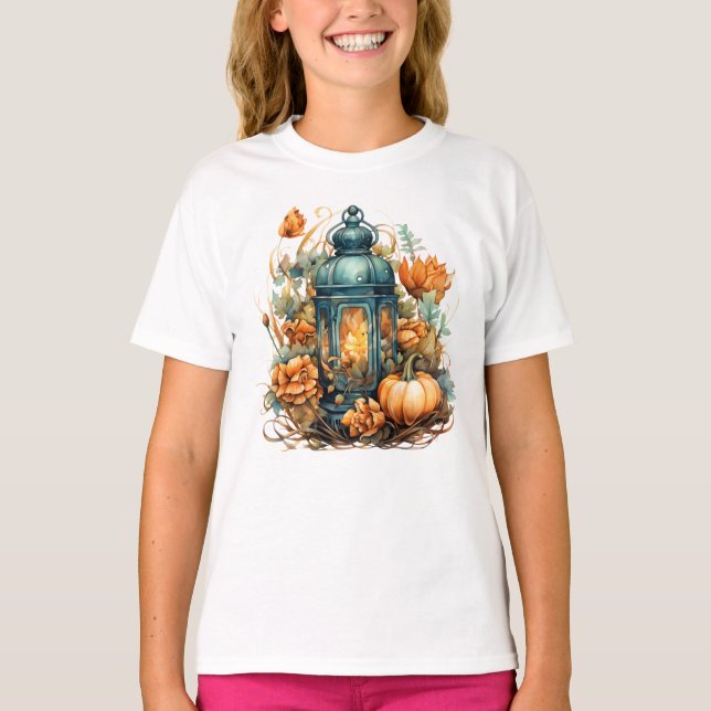 Hösten Thanksgiving Pumpkin Lantern Harvest T Shirt (Framsida)