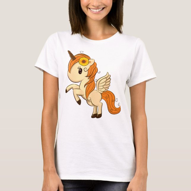 Hösten Thanksgiving Unicorn Pegasus T Shirt (Framsida)