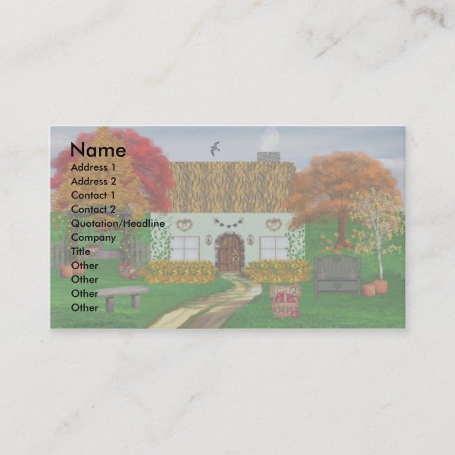 Hösten Thatched stugavisitkortar Visitkort (Framsida)