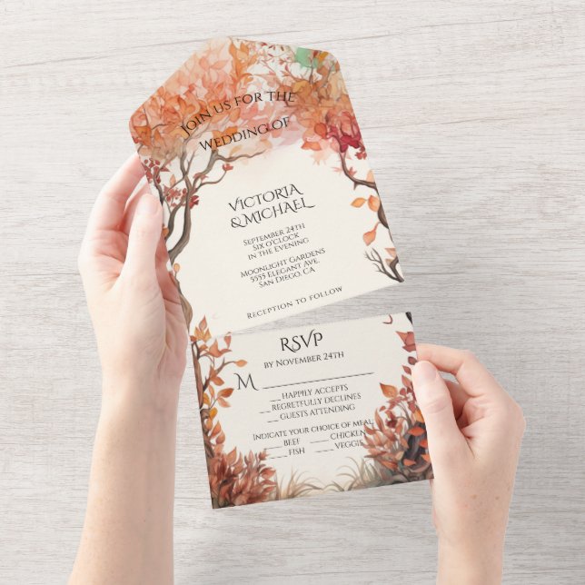 Hösten Träd Fall Wedding (Avrivbar del)