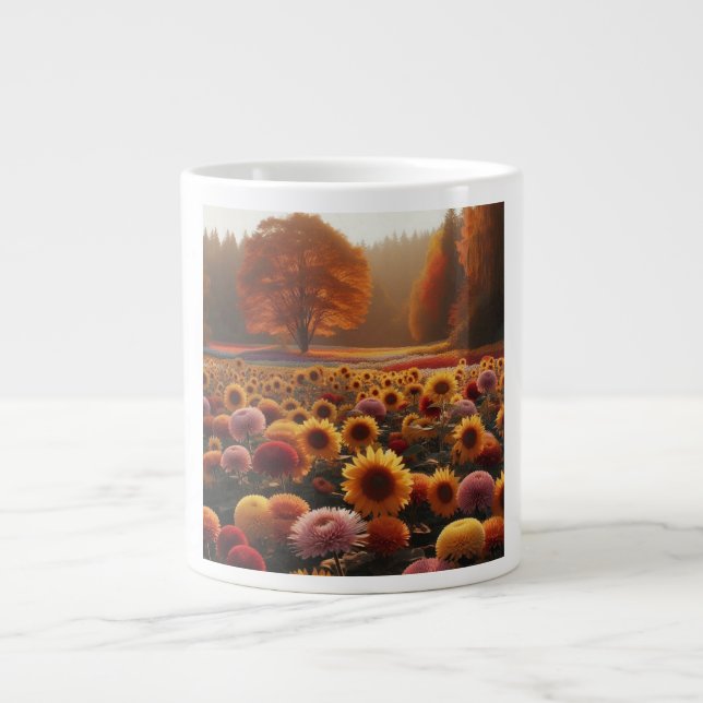 Hösten träd/fält med morsa jumbo mugg (Framsidan)