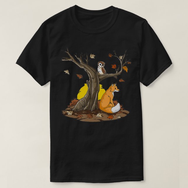 Hösten Träd Fo Uggla T Shirt (Design framsida)