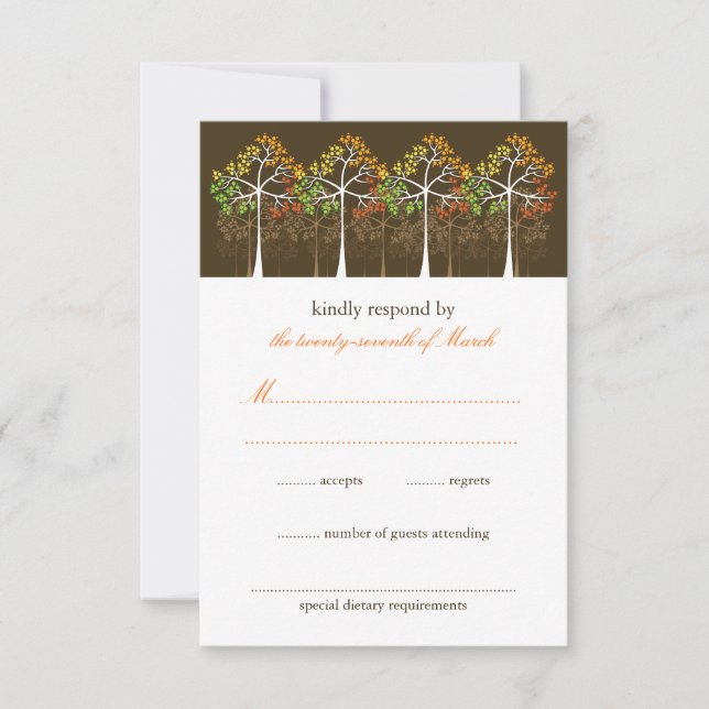Hösten Träd Forest Rustic Fall Wedding OSA kort (Framsida)