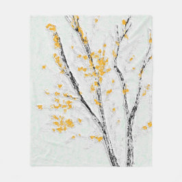 Hösten Träd Grenar med Gult Höst löv Fleecefilt