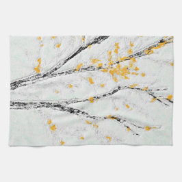 Hösten Träd Grenar med Gult Höst löv Kökshandduk