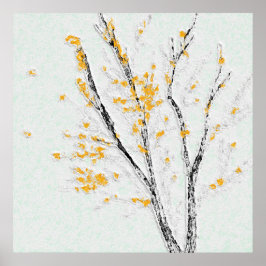 Hösten Träd Grenar med Gult Höst löv Poster