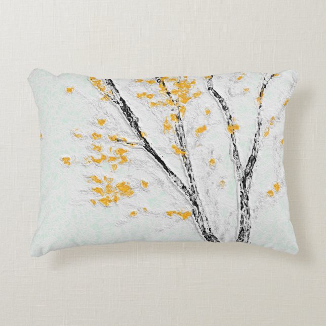 Hösten Träd Grenar med Gult Höst löv Prydnadskudde (Framsidan)