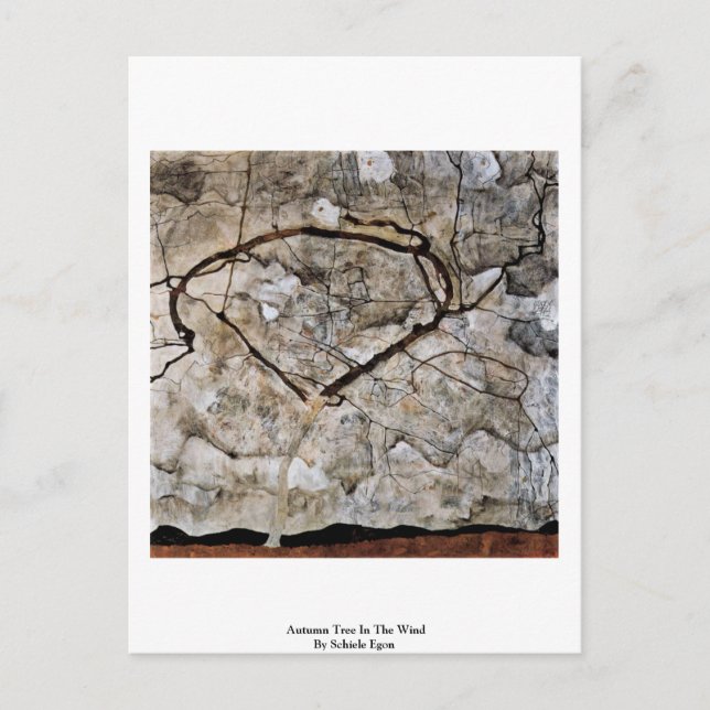 Hösten Träd i Vinden efter Schiele Egon Vykort (Framsida)