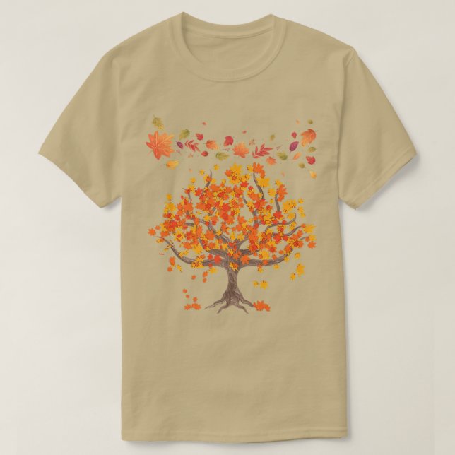 Hösten Träd Lämnar Naturskog Fall Premium64 T Shirt (Design framsida)