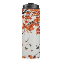 Hösten Träd med Löv och fåglar.