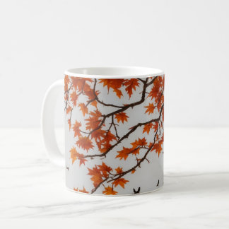Hösten Träd med Löv och fåglar Kaffemugg