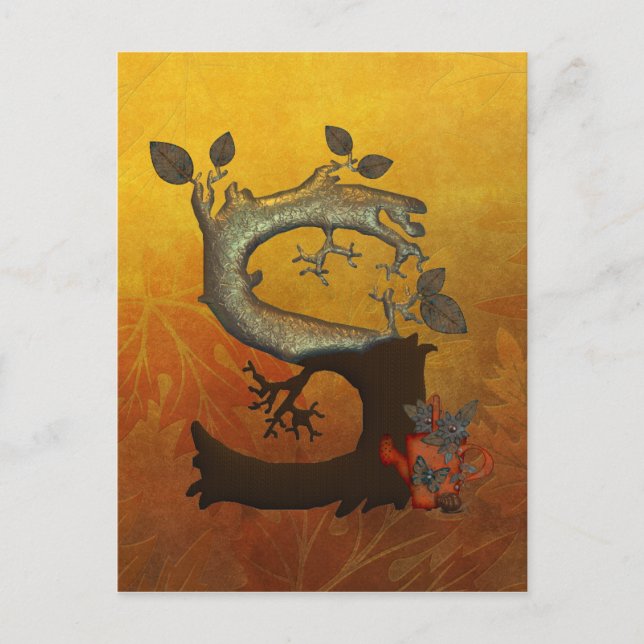 Hösten Träd Monogram S Vykort (Framsida)