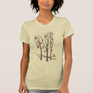 Hösten träd och löv faller lila nyp t-shirt