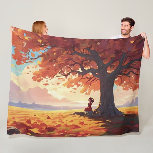 Hösten Träd Prayer Girl Fleecefilt (På plats)