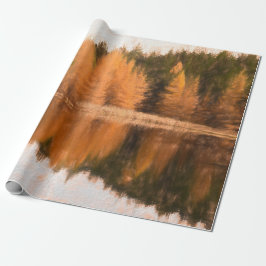 Hösten Träd Sjö-Orangen faller under sketch Art Presentpapper