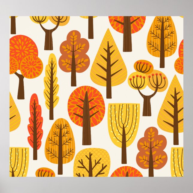 Hösten träd, sömlös mönster. poster (Framsidan)