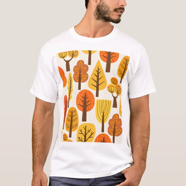 Hösten träd, sömlös mönster. t shirt (Framsida)