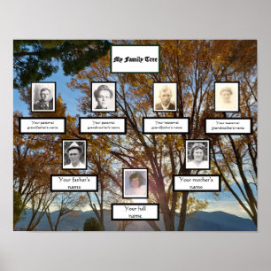 Hösten Träd Sunset Three Generation Family Poster