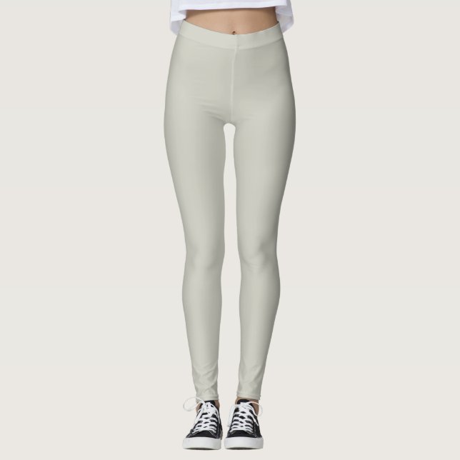 Hösten Trend Färg Light Silver Grått Solid Leggings (Framsida)