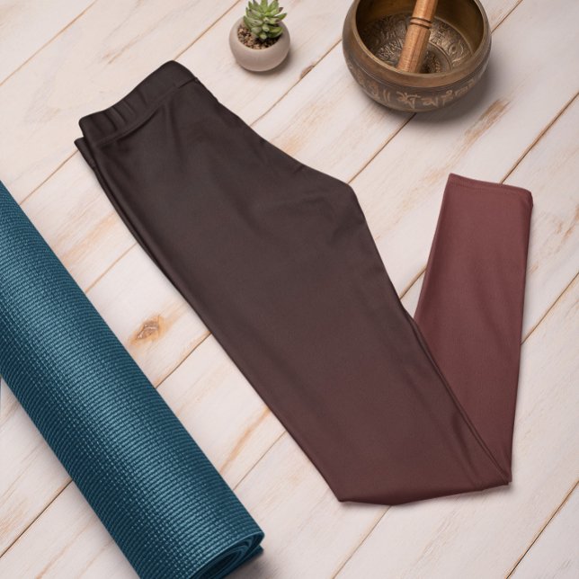 Hösten Trend Färg Mahogany Brown Ombre Leggings (Mockup 1 Mahogany Brown)