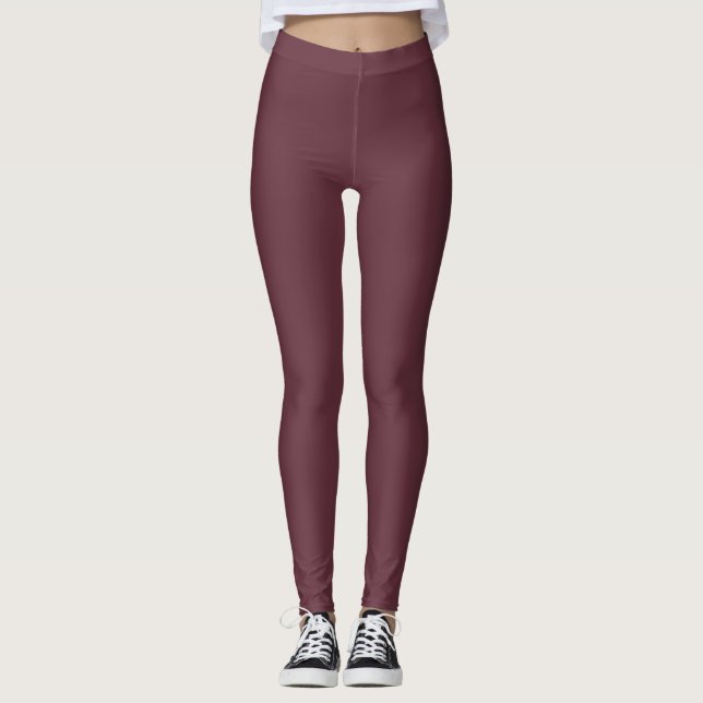 Hösten Trend Färg Mörk Red Vin Solid Leggings (Framsida)