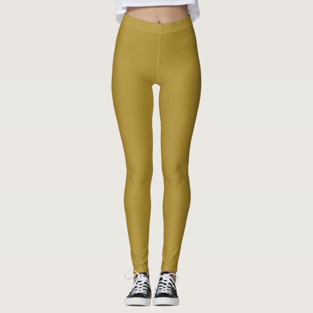 Hösten Trend Färg Sunny Olive Solid Leggings (Framsida)