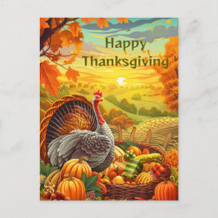 Hösten Turkiet Pumpkins Happy thanksgiving vykort