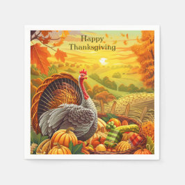 Hösten Turkiet Pumpkins Thanksgiving Napkins Pappersservett