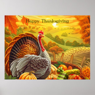 Hösten Turkiet Pumpkins-Thanksgivingen Poster