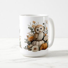 Hösten Uggla med Pumpkins Halloween Art Kaffemugg