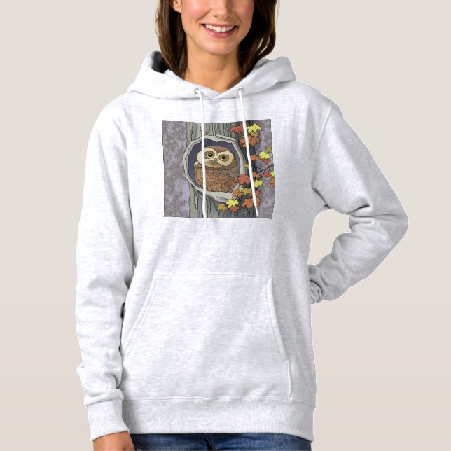 Hösten Uggla och Höst färger Hoodie T Shirt (Framsida)